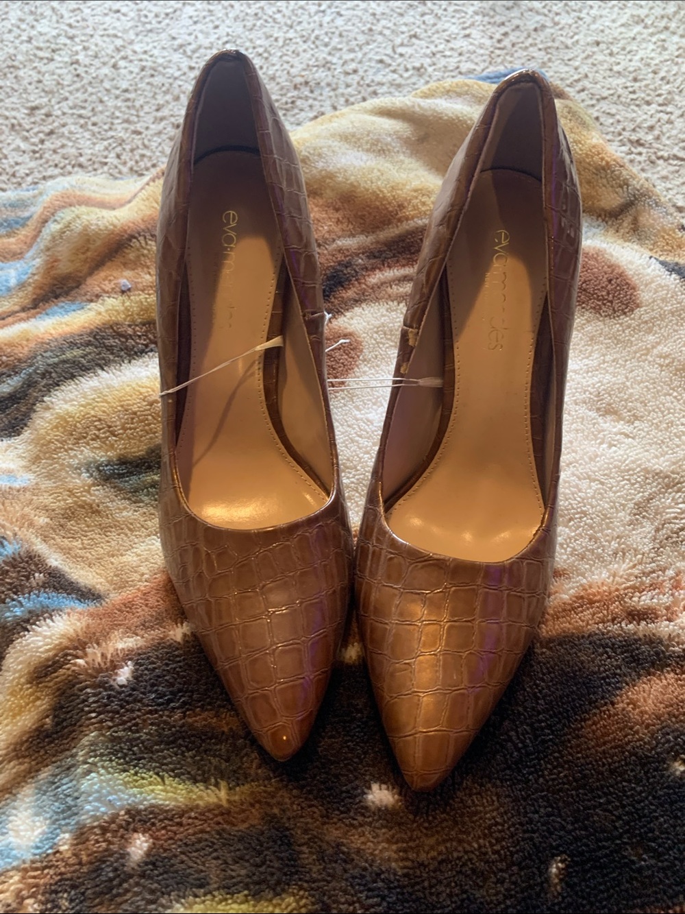 eva mendes for New York & Company Brown Croc-Embossed Pointed Toe Pumps
